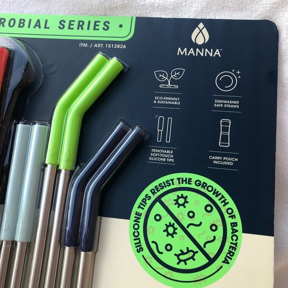 NWT Manna Stainless Steel Reusable Straws 13pc Set - Picture 2 of 14